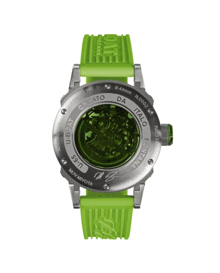Montre automatique U-Boot U-65 44 mm verte avec bracelet en caoutchouc vert