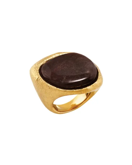 Anello Chantecler Enchanté in Argento Dorato con Resina Color Miele