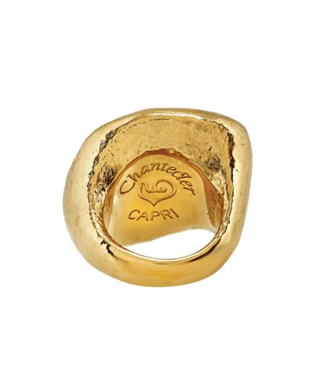 Anello Chantecler Enchanté in Argento Dorato con Resina Color Miele
