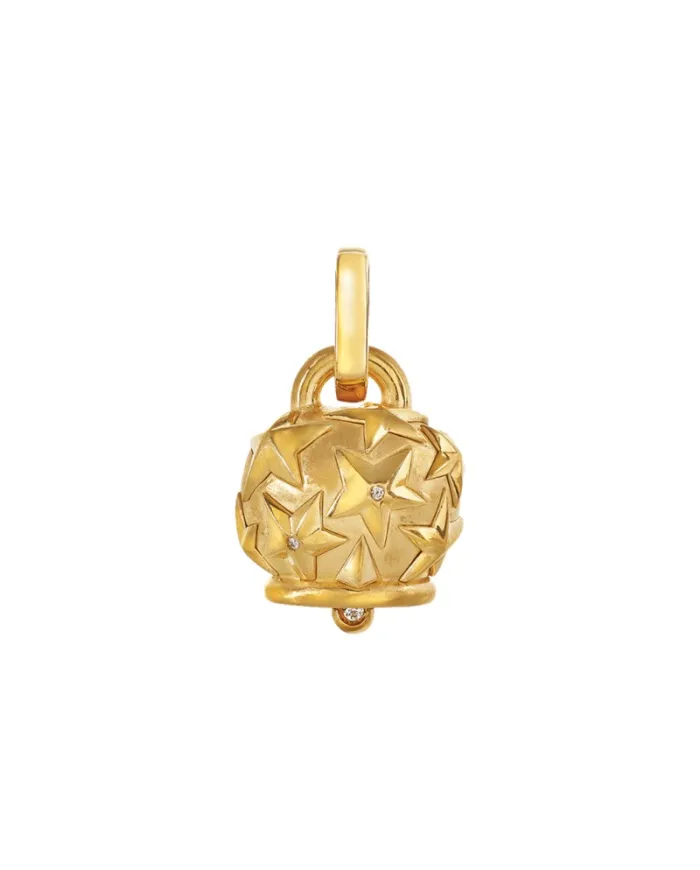 Chantecler Et Voilà Medium Bell Pendant in Gold-Plated Silver and Diamonds