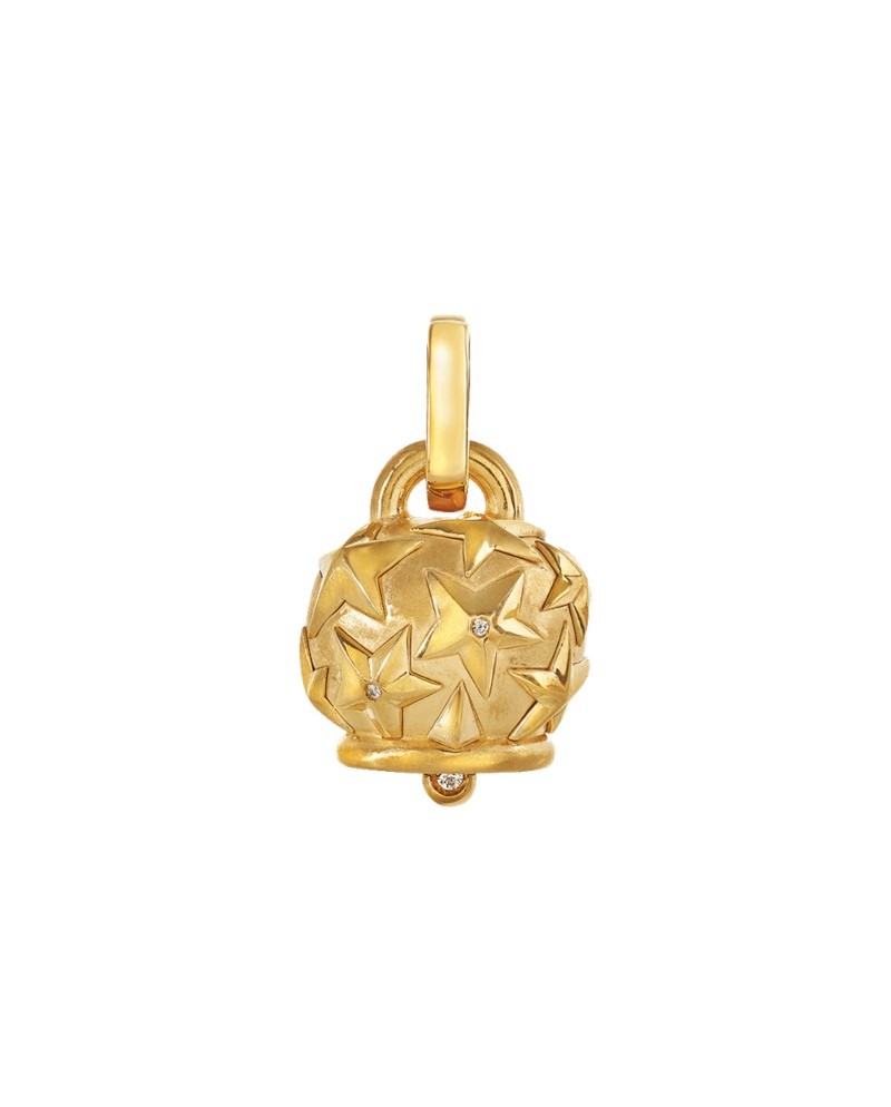 Pendentif cloche moyen Chantecler Et Voilà en argent plaqué or et diamants