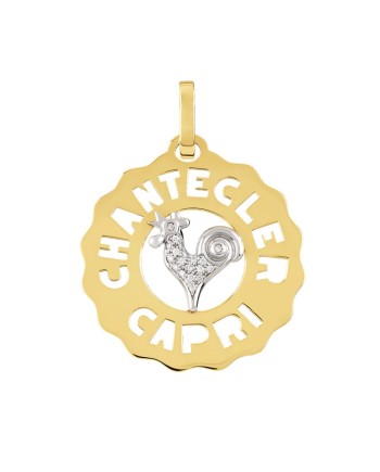 Chantecler logo Ciondolo medio Gallo in oro giallo e bianco e diamanti