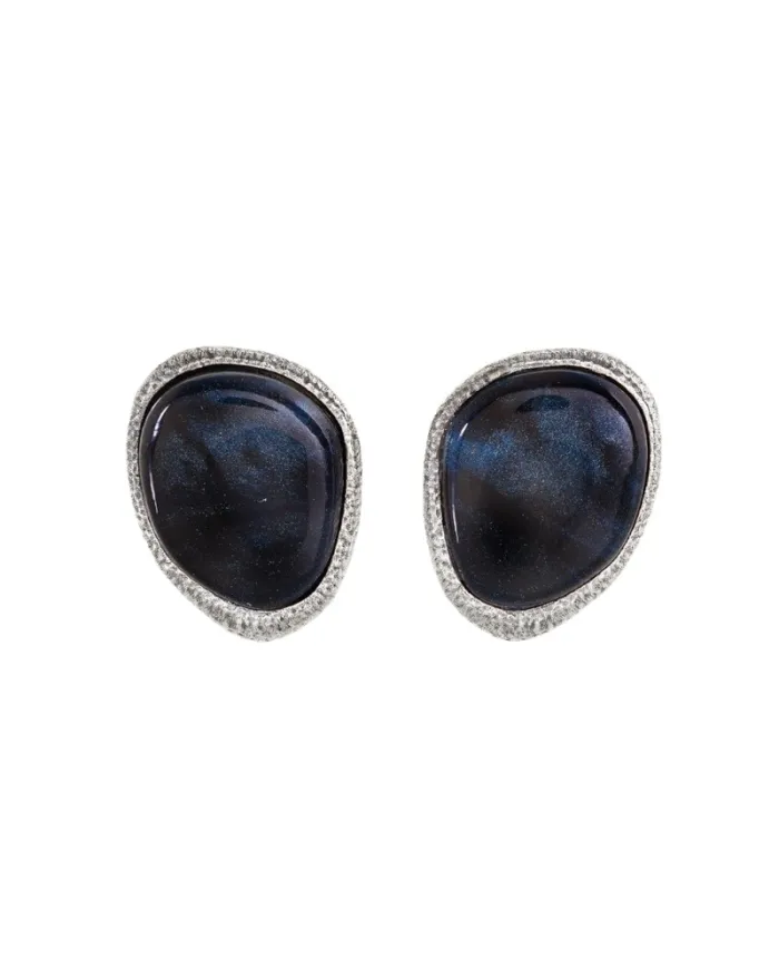 Chantecler Enchantè Earrings in Silver with Translucent Obsidian Resin