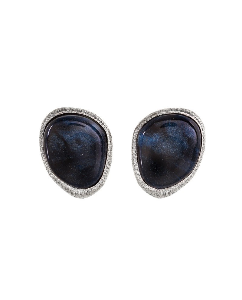 Boucles d'oreilles Chantecler Enchantè en argent avec résine d'obsidienne translucide