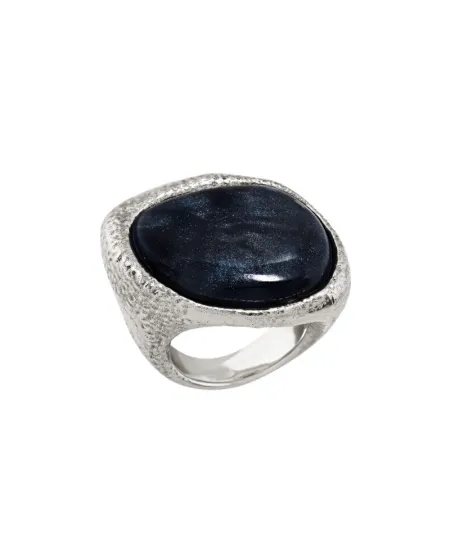 Bague Chantecler Enchanté en argent avec résine translucide couleur obsidienne