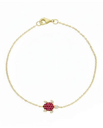 Casella Gioielli Yellow Gold and Turtle Bracelet with Rubies and Diamonds