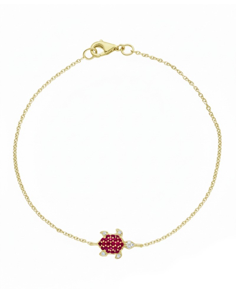 Casella Gioielli Yellow Gold and Turtle Bracelet with Rubies and Diamonds
