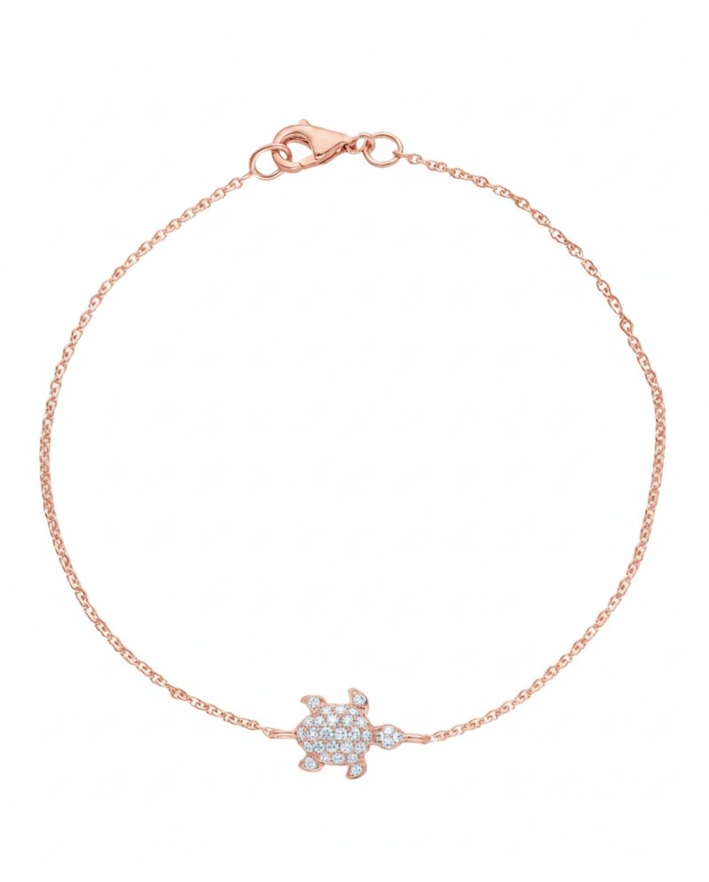 Bracelet Casella Gioielli en or rose et motif tortue avec diamants