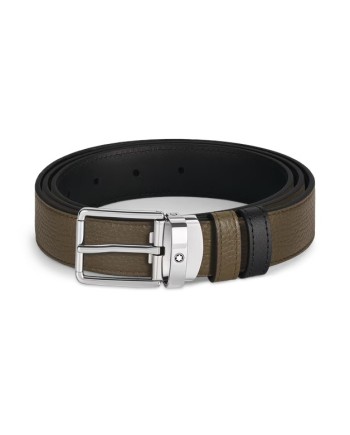 Ceinture Montblanc en cuir kaki/noir avec boucle Everyday 30 mm