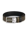 Montblanc Khaki/Black Leather Belt with Everyday Buckle 30 mm