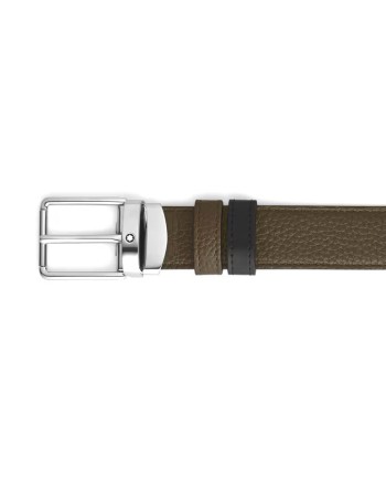 Ceinture Montblanc en cuir kaki/noir avec boucle Everyday 30 mm