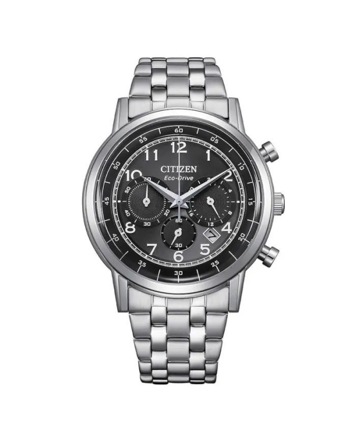 Chronographe Citizen Outdoor OF Eco-Drive en acier avec cadran noir