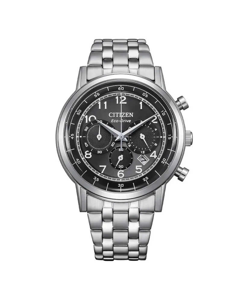 Chronographe Citizen Outdoor OF Eco-Drive en acier avec cadran noir