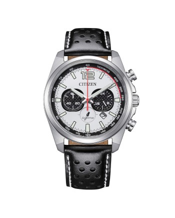 Cronografo Citizen Racing OF Eco Drive Quadrante Bianco Cinturino in Pelle