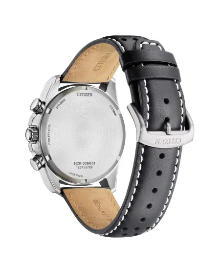 Cronografo Citizen Racing OF Eco Drive Quadrante Bianco Cinturino in Pelle