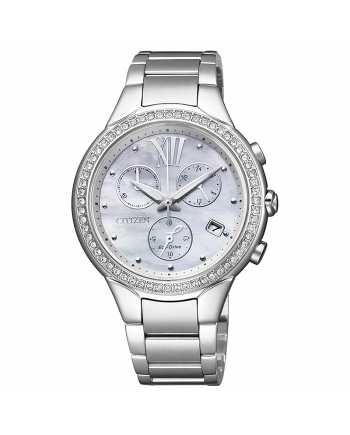 Chronographe Citizen L Lady Eco-Drive avec cadran en nacre et bracelet en acier