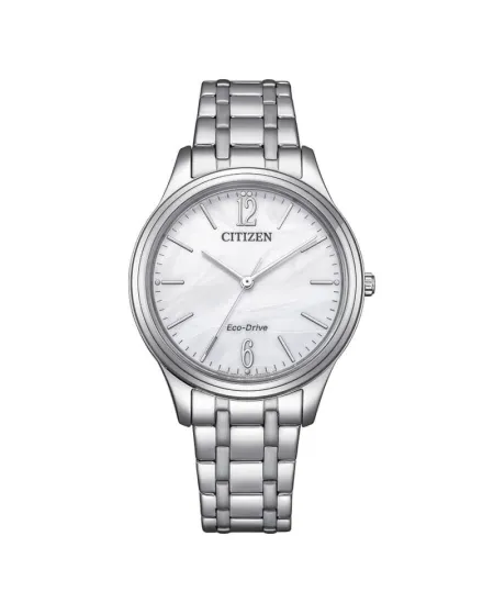 Citizen Lady Eco Drive Watch with White Dial and Steel Strap