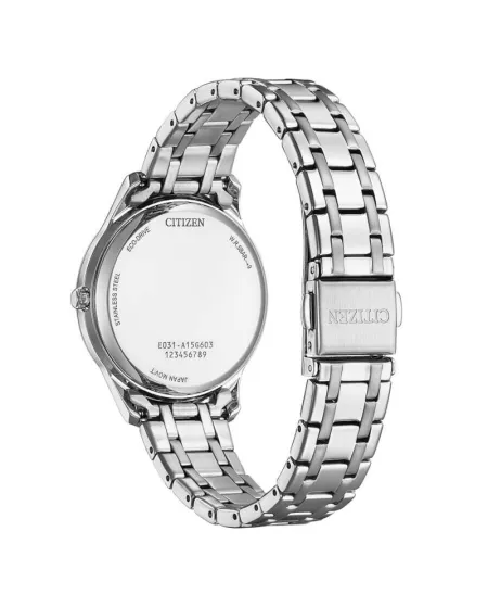 Citizen Lady Eco Drive Watch with White Dial and Steel Strap