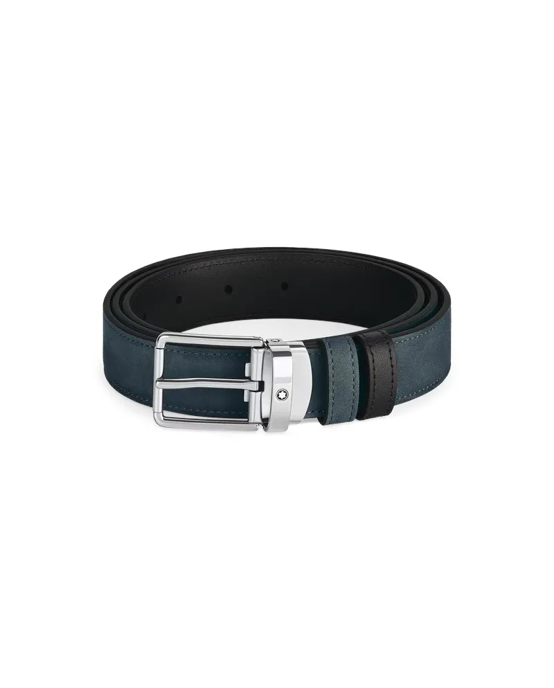 Montblanc Belt in Blue/Black Velvet Leather with Everyday Buckle 30 mm