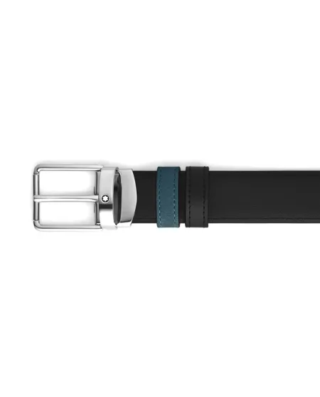 Montblanc Belt in Blue/Black Velvet Leather with Everyday Buckle 30 mm