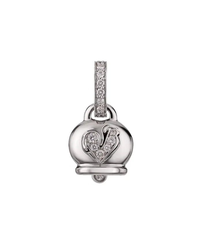 Petit pendentif Chantecler Campanella en or blanc et diamant coq