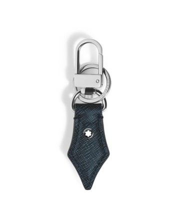 Portachiavi Montblanc Sartorial a Forma di Pennino in Pelle Tweed Blu