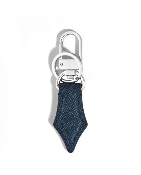 Portachiavi Montblanc Sartorial a Forma di Pennino in Pelle Tweed Blu