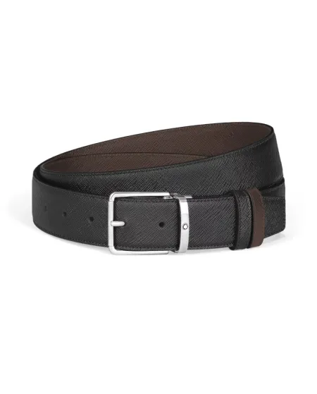 Montblanc Sartorial Leather Belt in Black/Brown with Everyday Buckle 35 mm