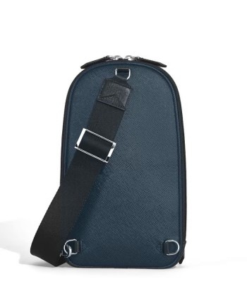 Sac bandoulière Montblanc Sartorial en cuir tweed bleu