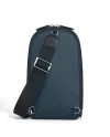 Borsa Monospalla Montblanc Sartorial in Pelle Tweed Blu