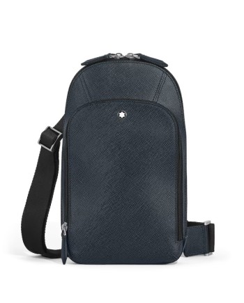 Sac bandoulière Montblanc Sartorial en cuir tweed bleu