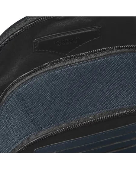 Borsa Monospalla Montblanc Sartorial in Pelle Tweed Blu