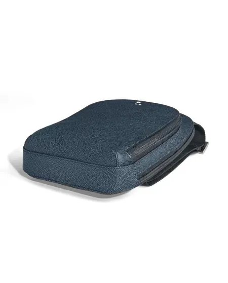 Montblanc Sartorial Blue Tweed Leather Shoulder Bag
