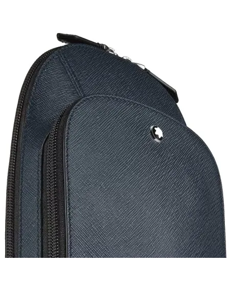 Sac bandoulière Montblanc Sartorial en cuir tweed bleu