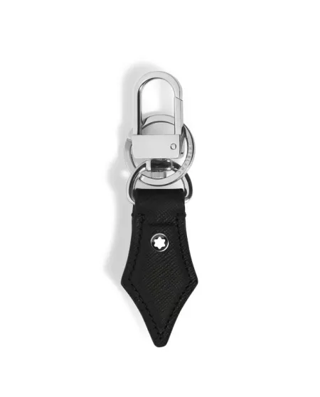 Porte-clés Montblanc Sartorial en cuir noir, en forme de plume.