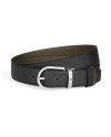 Montblanc Reversible Leather Belt Black/Khaki with Horseshoe Buckle 35 mm