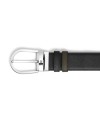 Cintura Montblanc in Pelle Reversibile Nero/Kaki con Fibbia a Ferro di Cavallo 35 mm