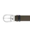 Montblanc Reversible Leather Belt Black/Khaki with Horseshoe Buckle 35 mm