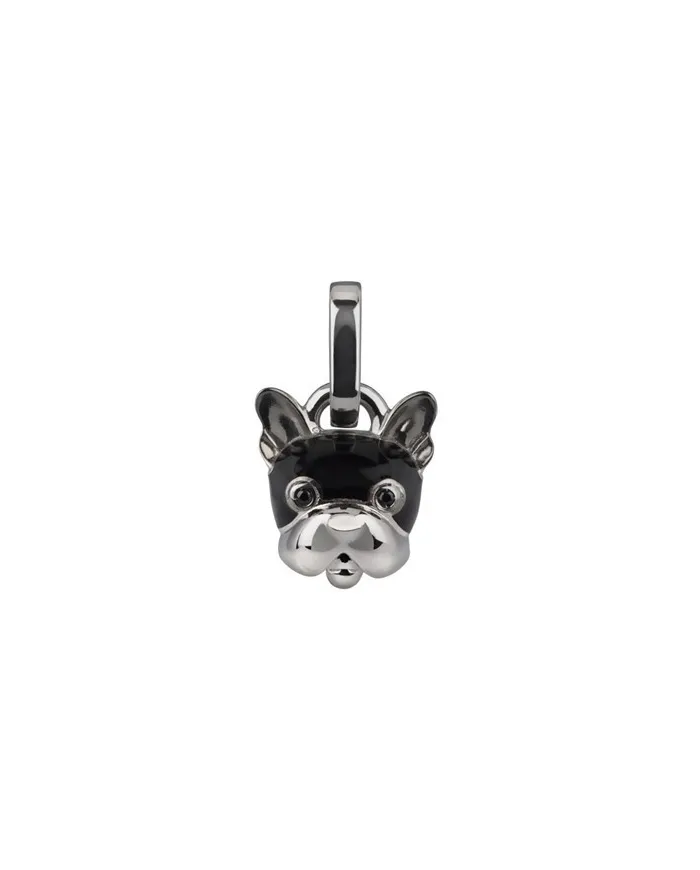 Chantecler Capri Campanella micro Dog pendant in silver, enamel and black spinels