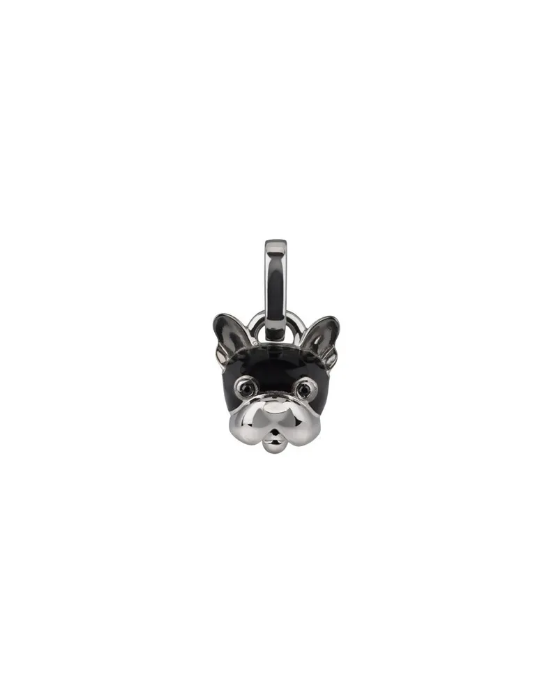 Ciondolo Chantecler Capri Campanella micro Cane in argento, smalto e spinelli neri