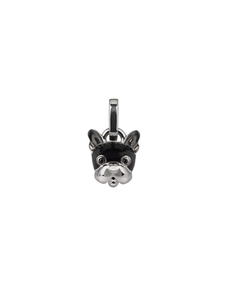 Pendentif Chantecler Capri Campanella micro Chien en argent, émail et spinelles noirs