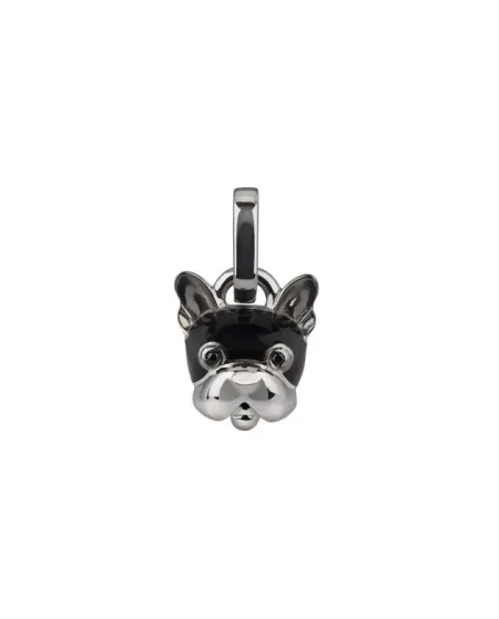 Ciondolo Chantecler Capri Campanella micro Cane in argento, smalto e spinelli neri