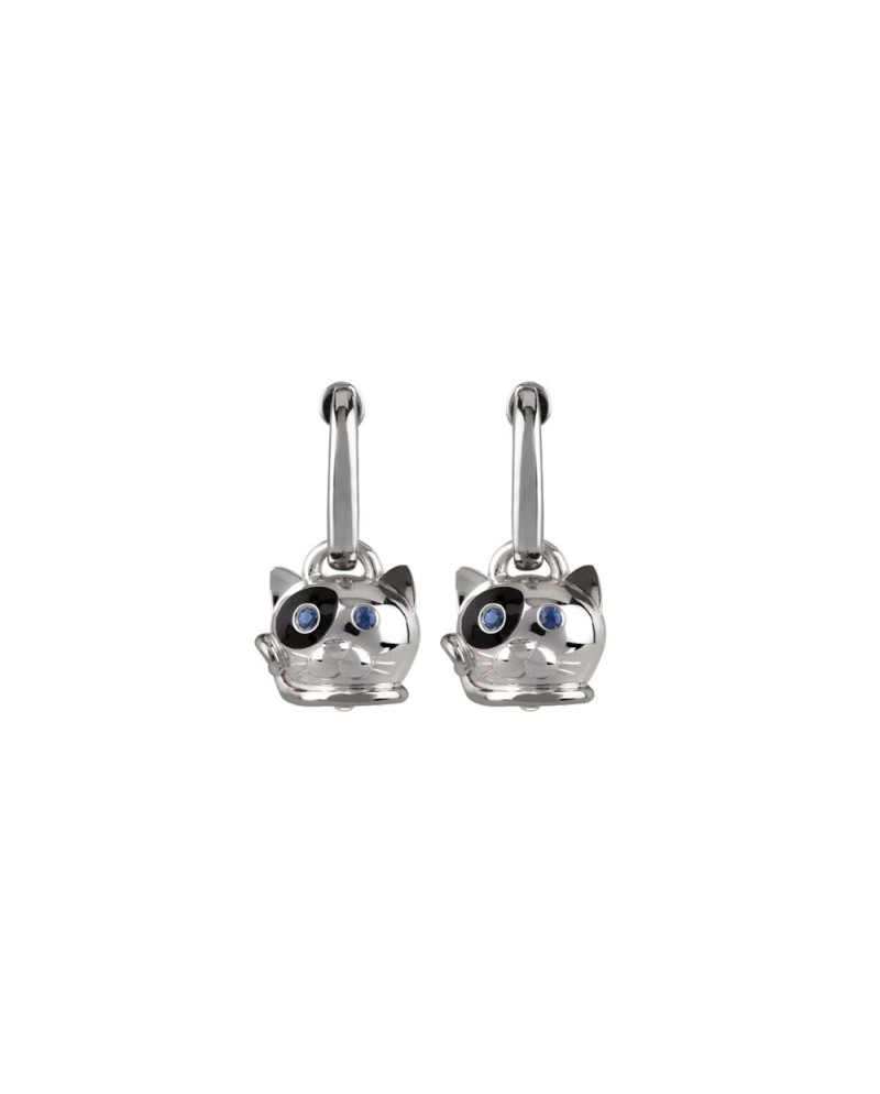 Boucles d'oreilles Chantecler Capri Campanella Gatto en argent, émail et saphirs bleus