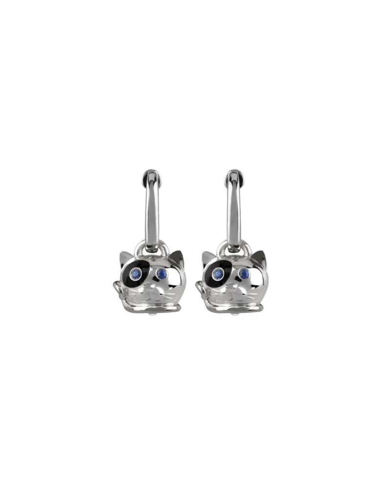 Orecchini Chantecler Capri Campanella Gatto in argento, smalto e zaffiri blu