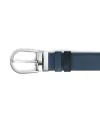 Cintura Montblanc in Pelle Reversibile Nero Liscia/Blu Scamosciata con Fibbia a Ferro di Cavallo 35 mm
