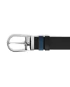 Cintura Montblanc in Pelle Reversibile Nero Liscia/Blu Scamosciata con Fibbia a Ferro di Cavallo 35 mm