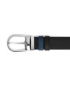 Montblanc Reversible Leather Belt in Smooth Black/Suede Blue with Horseshoe Buckle 35 mm