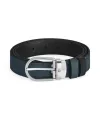 Cintura Montblanc in Pelle Reversibile Nero Liscia/Blu Scamosciata con Fibbia a Ferro di Cavallo 30 mm