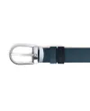 Ceinture réversible Montblanc en cuir lisse noir/bleu daim avec boucle fer à cheval 30 mm