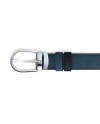 Cintura Montblanc in Pelle Reversibile Nero Liscia/Blu Scamosciata con Fibbia a Ferro di Cavallo 30 mm